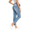 imageFoucome Womens Maternity Jeans Stretch Ripped Boyfriend Jeans Pregnancy Denim Pants with Pockets068  Blue
