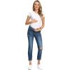 imageFoucome Womens Maternity Jeans Stretch Ripped Boyfriend Jeans Pregnancy Denim Pants with Pockets068  Dark Blue