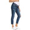 imageFoucome Womens Maternity Jeans Stretch Ripped Boyfriend Jeans Pregnancy Denim Pants with Pockets068  Dark Blue