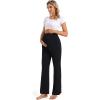 imageFoucome Womens Maternity Pants Casual Loose Wide Leg Cozy Pant Pregnancy Palazzo Lounge Trousers with PocketsBlack