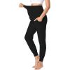 imageFoucome Womens Maternity Pants Stretchy Jogger Sweatpants Comfy Casual Pregnancy Workout Lounge Pants with Pockets2pack Black