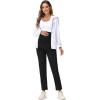 imageFoucome Womens Maternity Scrub Pants Comfy Soft Pregnancy Pants Straight Leg Workwear ScrubsBlack