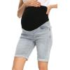 imageFoucome Womens Materntiy Denim Shorts Over The Belly Comfy Stretch Bermuda Jean Shorts44 Blue