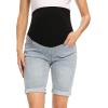 imageFoucome Womens Materntiy Denim Shorts Over The Belly Comfy Stretch Bermuda Jean Shorts44 Blue