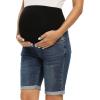 imageFoucome Womens Materntiy Denim Shorts Over The Belly Comfy Stretch Bermuda Jean Shorts44 Dark Blue