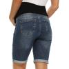 imageFoucome Womens Materntiy Denim Shorts Over The Belly Comfy Stretch Bermuda Jean Shorts44 Dark Blue