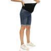imageFoucome Womens Materntiy Denim Shorts Over The Belly Comfy Stretch Bermuda Jean Shorts44 Dark Blue