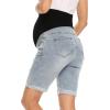 imageFoucome Womens Materntiy Denim Shorts Over The Belly Comfy Stretch Bermuda Jean Shorts46 Blue