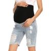 imageFoucome Womens Materntiy Denim Shorts Over The Belly Comfy Stretch Bermuda Jean Shorts46 Blue
