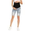 imageFoucome Womens Materntiy Denim Shorts Over The Belly Comfy Stretch Bermuda Jean Shorts46 Blue
