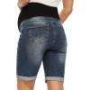 imageFoucome Womens Materntiy Denim Shorts Over The Belly Comfy Stretch Bermuda Jean Shorts46 Dark Blue