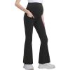 imageFoucome Womens Maternity Flare Leggings Bootcut Pregnancy Yoga Pants with PocketsBlack
