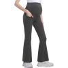 imageFoucome Womens Maternity Flare Leggings Bootcut Pregnancy Yoga Pants with PocketsGrey