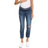 imageFoucome Womens Maternity Jeans Stretch Ripped Boyfriend Jeans Pregnancy Denim Pants with Pockets068  Dark Blue