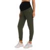 imageFoucome Womens Maternity Joggers Quick Dry Zipper Pockets Scrub Pants Pregnancy SweatpantsGreen