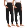 imageFoucome Womens Maternity Pants Stretchy Jogger Sweatpants Comfy Casual Pregnancy Workout Lounge Pants with Pockets2pack Black