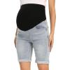 imageFoucome Womens Materntiy Denim Shorts Over The Belly Comfy Stretch Bermuda Jean Shorts44 Blue