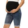 imageFoucome Womens Materntiy Denim Shorts Over The Belly Comfy Stretch Bermuda Jean Shorts44 Dark Blue
