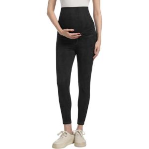 imageFoucome Maternity Jeans Over The Belly Trendy Stretch Skinny Denim Pants Pregnancy Jeggings with PocketsBlack