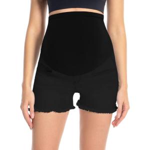 imageFoucome Womens Maternity Jean Shorts Fit Belly Denim Shorts Pregnancy Summer Casual Short Pants48 Black