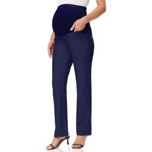 imageFoucome Womens Maternity Pants Over The Belly Comfy Stretch Dress Pants for Work Career Office PantsNavy