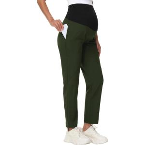 imageFoucome Womens Maternity Scrub Pants Comfy Soft Pregnancy Pants Straight Leg Workwear ScrubsArmy Green