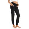 imageFoucome Womens Maternity Pants Comfy Lounge Workout Leggings Underbelly Stretchy Pregnancy Joggers Sweatpants2pack Black
