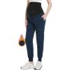 imageFoucome Maternity Fleece Lined Pants Winter Thermal Pregnancy Joggers Comfy Casual SweatpantsBlue