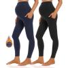 imageFoucome Womens Maternity Fleece Lined Leggings with Pockets Over The Belly Pregnancy Winter Warm Workout Yoga Pants2pack Blacknavy