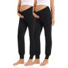 imageFoucome Womens Maternity Pants Comfy Lounge Workout Leggings Underbelly Stretchy Pregnancy Joggers Sweatpants2pack Black