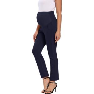 imageFoucome Womens Maternity Pants for Work Over The Belly Bootcut Dress Pants Stretch Pregnancy TrousersAnavy