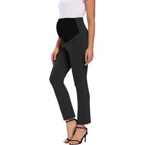 imageFoucome Womens Maternity Pants for Work Over The Belly Bootcut Dress Pants Stretch Pregnancy TrousersDark Melange Grey