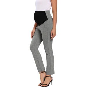 imageFoucome Womens Maternity Pants for Work Over The Belly Bootcut Dress Pants Stretch Pregnancy TrousersMelange Grey