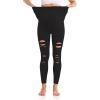 imageFoucome Womens Maternity Leggings Over The Belly Cutout Ripped Buttery Soft Workout Yoga PantsBlack