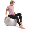 imageFoucome Womens Maternity Leggings Over The Belly Cutout Ripped Buttery Soft Workout Yoga PantsBlack