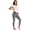 imageFoucome Womens Under The Belly Super Soft Support Maternity LeggingsMelange Grey
