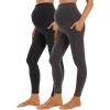 imageFoucome Womens Maternity Leggings with Pockets Over The Belly Pregnancy Workout Leggings Yoga Active Work Pants2pack Blackgrey