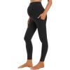 imageFoucome Womens Maternity Leggings with Pockets Over The Belly Pregnancy Workout Leggings Yoga Active Work PantsBlack