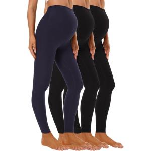 imageFoucome Womens Maternity Leggings Over The Belly Pregnancy Yoga Pants Workout Athletic Leggings3pack Black2navy  89