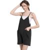 imageFoucome Maternity Romper Summer Casual Overalls Loose Adjustable Spaghetti Strap Pregnancy Shorts Jumpsuit with PocketsBlack