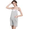 imageFoucome Maternity Romper Summer Casual Overalls Loose Adjustable Spaghetti Strap Pregnancy Shorts Jumpsuit with PocketsMelange Grey