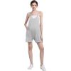 imageFoucome Maternity Romper Summer Casual Overalls Loose Adjustable Spaghetti Strap Pregnancy Shorts Jumpsuit with PocketsMelange Grey