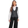 imageFoucome Suit Vest for Women Double Breasted Waistcoat Vest Dressy Lapel Collar Womens Vest TopGrey