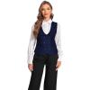 imageFoucome Suit Vest for Women Double Breasted Waistcoat Vest Dressy Lapel Collar Womens Vest TopNavy