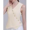 imageFoucome Vest for Women V Neck Button Up Asymmetrical Hem Dressy Casual Suit Vest WaistcoatApricot