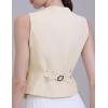 imageFoucome Vest for Women V Neck Button Up Asymmetrical Hem Dressy Casual Suit Vest WaistcoatApricot