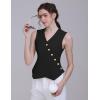 imageFoucome Vest for Women V Neck Button Up Asymmetrical Hem Dressy Casual Suit Vest WaistcoatBlack