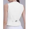 imageFoucome Vest for Women V Neck Button Up Asymmetrical Hem Dressy Casual Suit Vest WaistcoatWhite