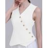 imageFoucome Vest for Women V Neck Button Up Asymmetrical Hem Dressy Casual Suit Vest WaistcoatWhite