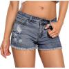 imageFoucome Womens Denim Shorts Summer Casual Low Waisted Frayed Raw Hem Ripped Denim Jean ShortsFrayed Raw Hem 51  Indigo Blue